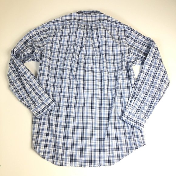 Polo Ralph Lauren Button Down Shirt L Classic Fit Blue Plaid LongSleeve Men B165 - Picture 2 of 5